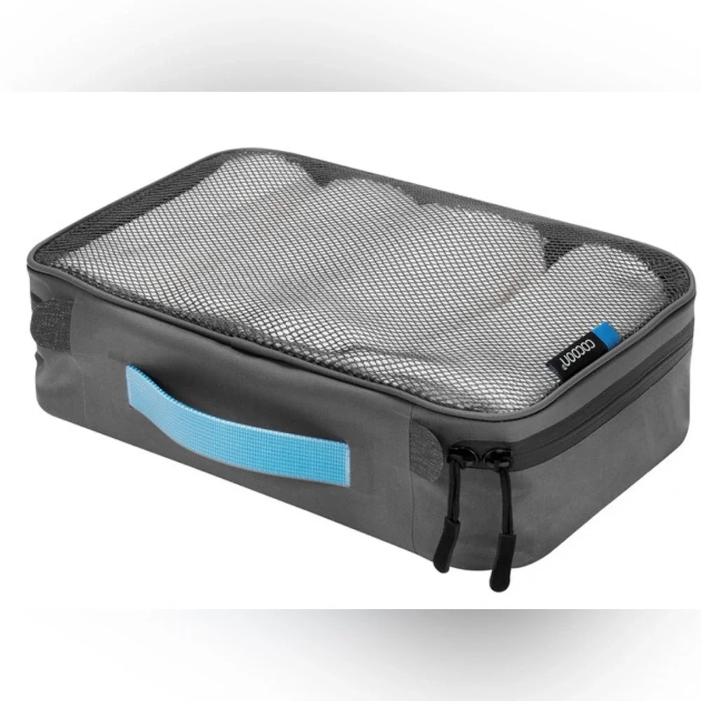 NWT Cocoon Packing Cube with Open Net Top TPU laminated Oxford Nylon Gray Blue M